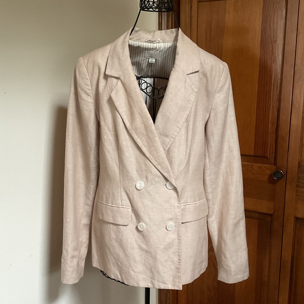 A New Day Linen Blend Double-Breasted Blazer, 8, New - Picture 5 of 7
